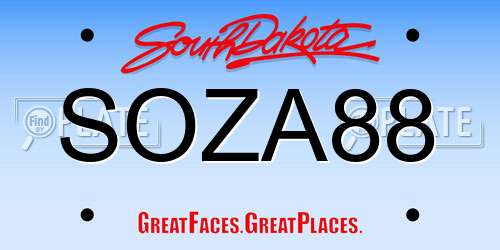 SOZA88 South Dakota License Plate