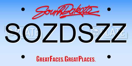 SOZDSZZ South Dakota License Plate