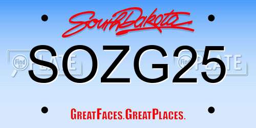 SOZG25 South Dakota License Plate