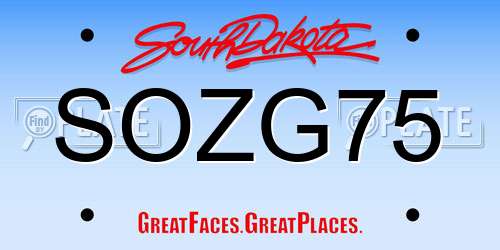 SOZG75 South Dakota License Plate