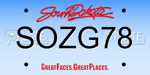 SOZG78 South Dakota License Plate