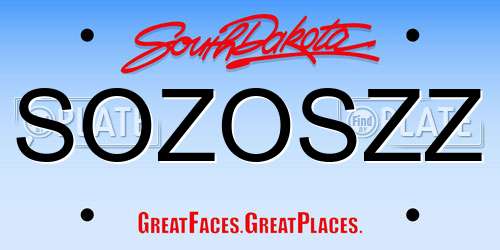SOZOSZZ South Dakota License Plate