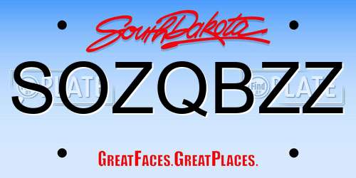 SOZQBZZ South Dakota License Plate