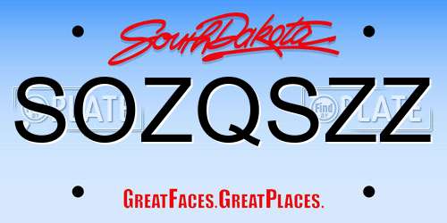 SOZQSZZ South Dakota License Plate