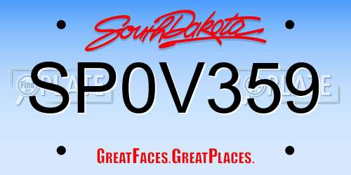 SP0V359 South Dakota License Plate