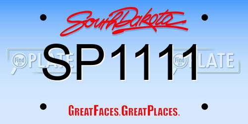 SP1111 South Dakota License Plate