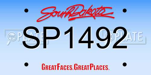 SP1492 South Dakota License Plate
