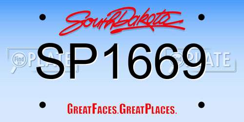 SP1669 South Dakota License Plate