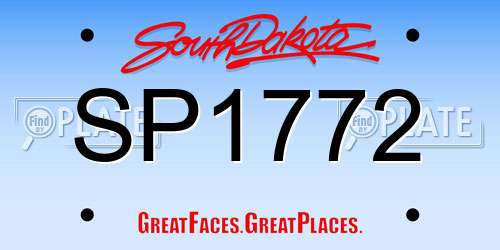 SP1772 South Dakota License Plate