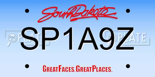 SP1A9Z South Dakota License Plate
