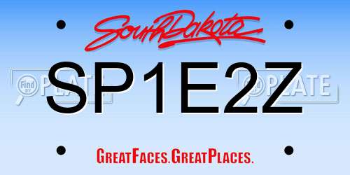 SP1E2Z South Dakota License Plate