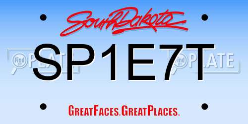 SP1E7T South Dakota License Plate