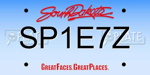 SP1E7Z South Dakota License Plate