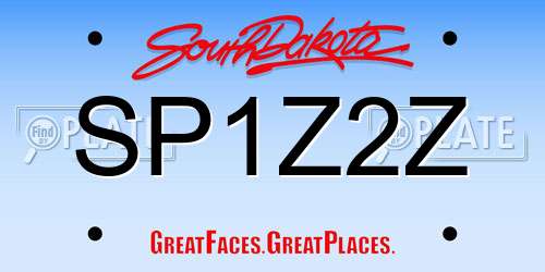 SP1Z2Z South Dakota License Plate
