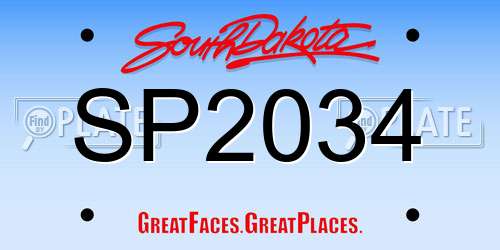 SP2034 South Dakota License Plate