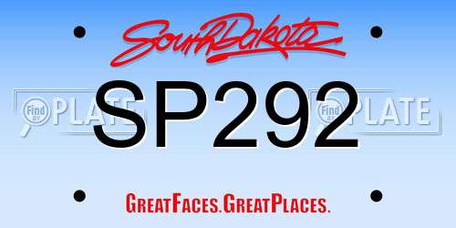 SP292 South Dakota License Plate