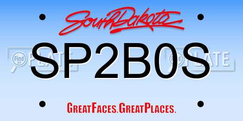 SP2B0S South Dakota License Plate