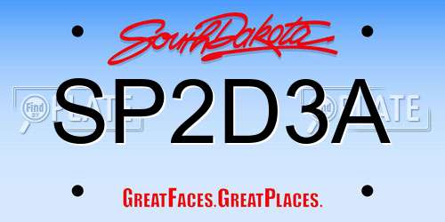 SP2D3A South Dakota License Plate