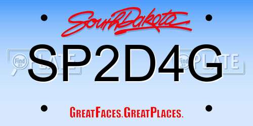 SP2D4G South Dakota License Plate