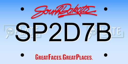 SP2D7B South Dakota License Plate