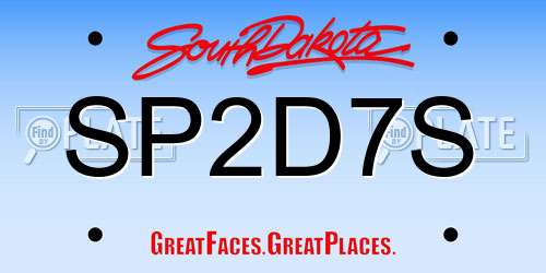 SP2D7S South Dakota License Plate