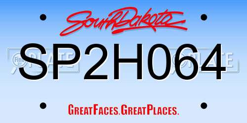 SP2H064 South Dakota License Plate