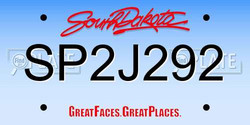 SP2J292 South Dakota License Plate