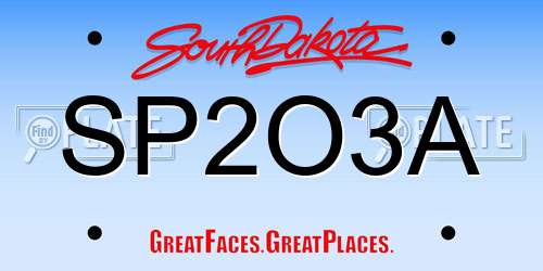 SP2O3A South Dakota License Plate