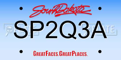 SP2Q3A South Dakota License Plate