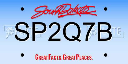 SP2Q7B South Dakota License Plate