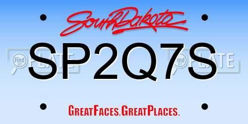 SP2Q7S South Dakota License Plate