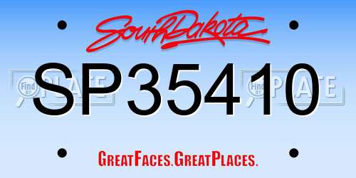 SP35410 South Dakota License Plate