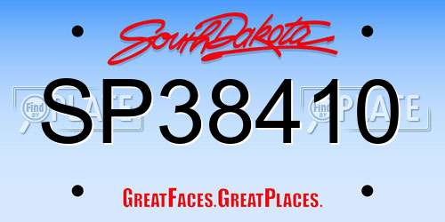 SP38410 South Dakota License Plate