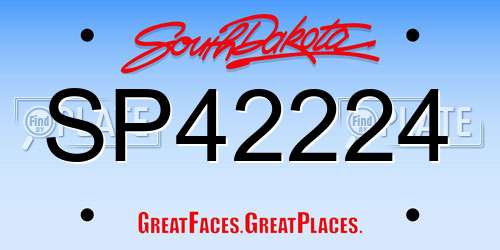 SP42224 South Dakota License Plate