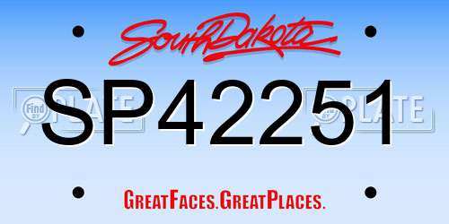 SP42251 South Dakota License Plate