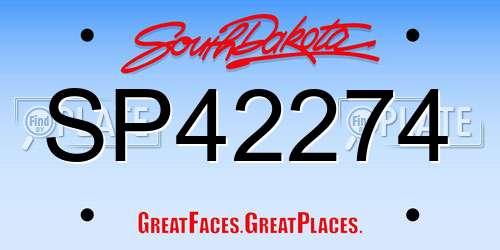 SP42274 South Dakota License Plate