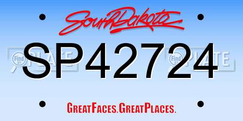 SP42724 South Dakota License Plate
