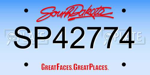 SP42774 South Dakota License Plate