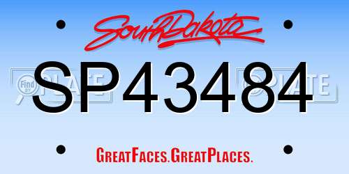 SP43484 South Dakota License Plate