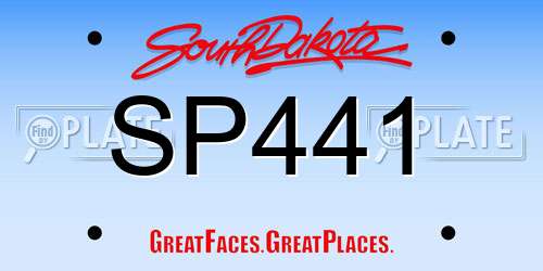 SP441 South Dakota License Plate