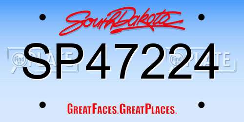 SP47224 South Dakota License Plate