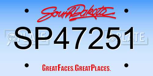 SP47251 South Dakota License Plate