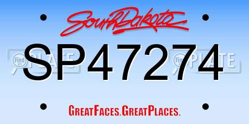 SP47274 South Dakota License Plate