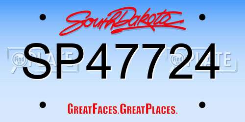 SP47724 South Dakota License Plate
