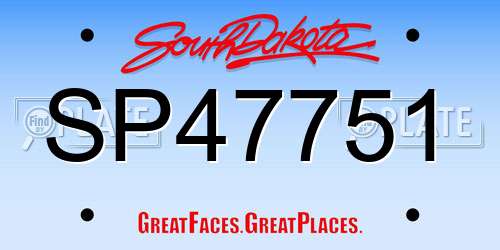SP47751 South Dakota License Plate