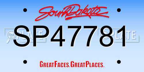SP47781 South Dakota License Plate