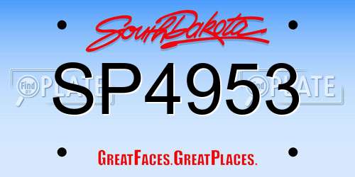 SP4953 South Dakota License Plate