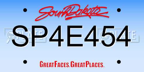 SP4E454 South Dakota License Plate
