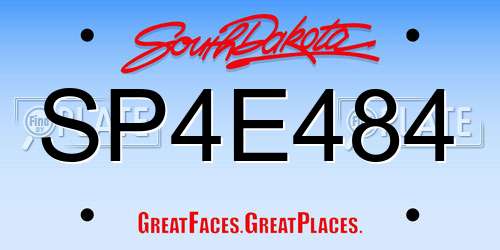 SP4E484 South Dakota License Plate