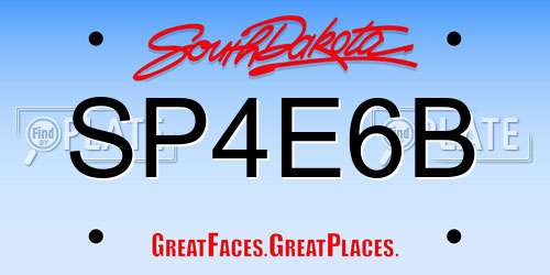 SP4E6B South Dakota License Plate